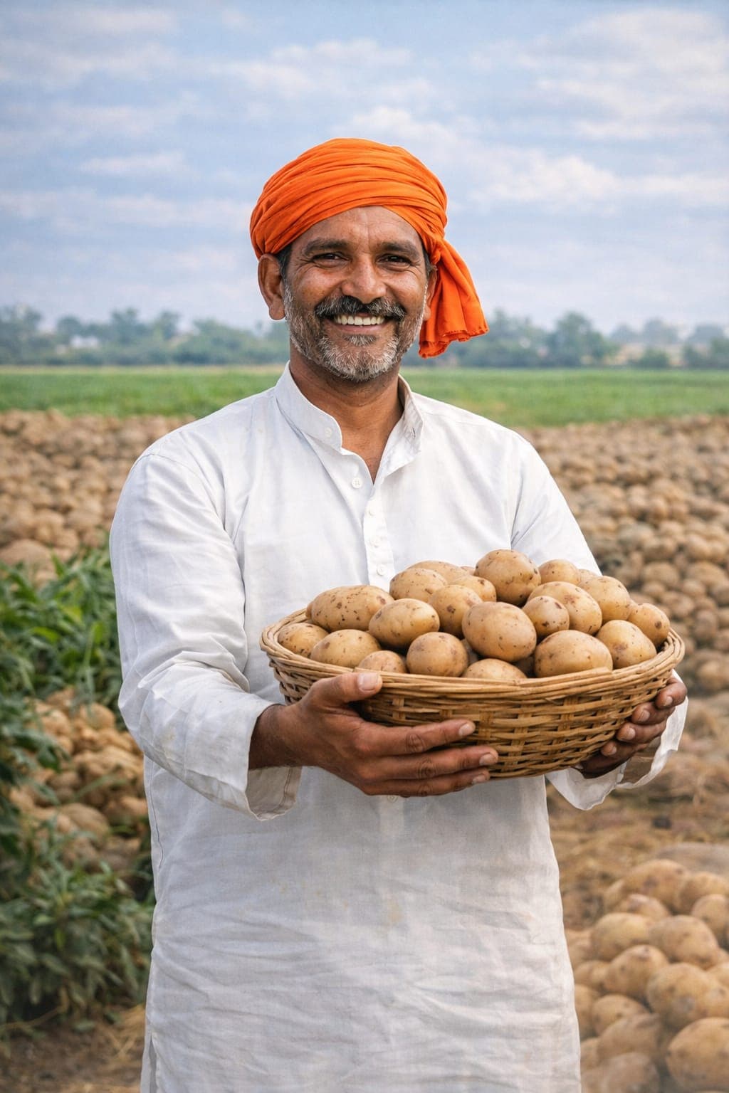 Farmer using AlooMarket services